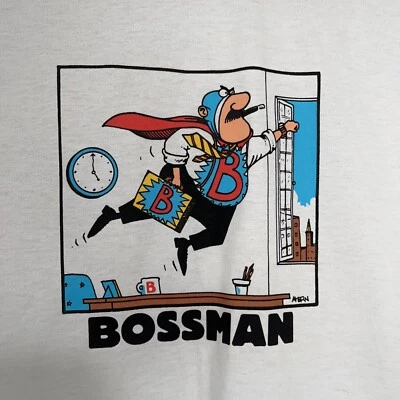 Camiseta Vintage Años 90 Hallmark Bossman Puntada Única Talla XL Extra Grande Blanca EE. UU. Foto 1 de 4