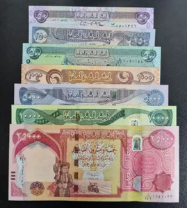 7Pcs IRAQI IRAQ 50 250 500 1000 5000 10000 25000 Dinar SET BANKNOTE CURRENCY UNC - Picture 1 of 1