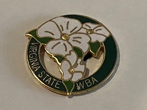 Vintage Bowling Lapel Pin Dogwood Flower Virginia State WBA Women's Association - Picture 1 of 2