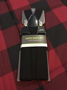 New John Bartlett Statements Suspenders In Black Fits Sizes Small- X Large - Picture 1 of 1