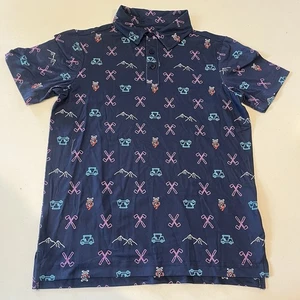 Kids Med 10/12 Golf Polo Shirt Blue Golf Cart Design Pacific Trail UPF 50+ NWT - Picture 1 of 8