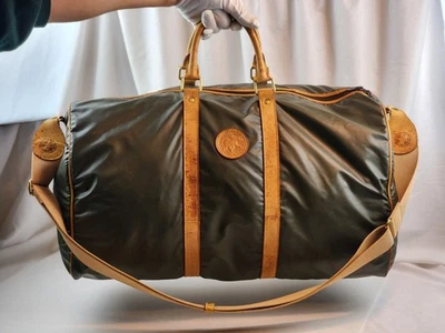 Auténtico Bolso de Viaje Hunting World Boston Verde Nylon Cuero Tostado Grande PVC H.W. Foto 1 de 4