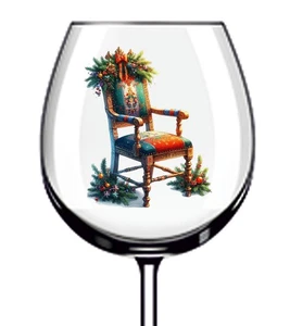 12x Colourful Christmas Traditional Chair Vinyl Sticker Decal Wine Glass Bottle - Picture 1 of 3