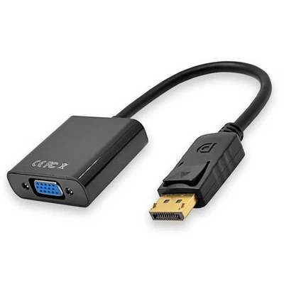 DisplayPort DP zu D-Sub VGA M/F Adapter Konverter Hochauflosendes Video Schwarz - Bild 1 von 4