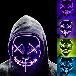 Halloween Maske Purge inspiriert LED gruselig beleuchtet Cosplay Kostüm Neon UK - Bild 1 von 5