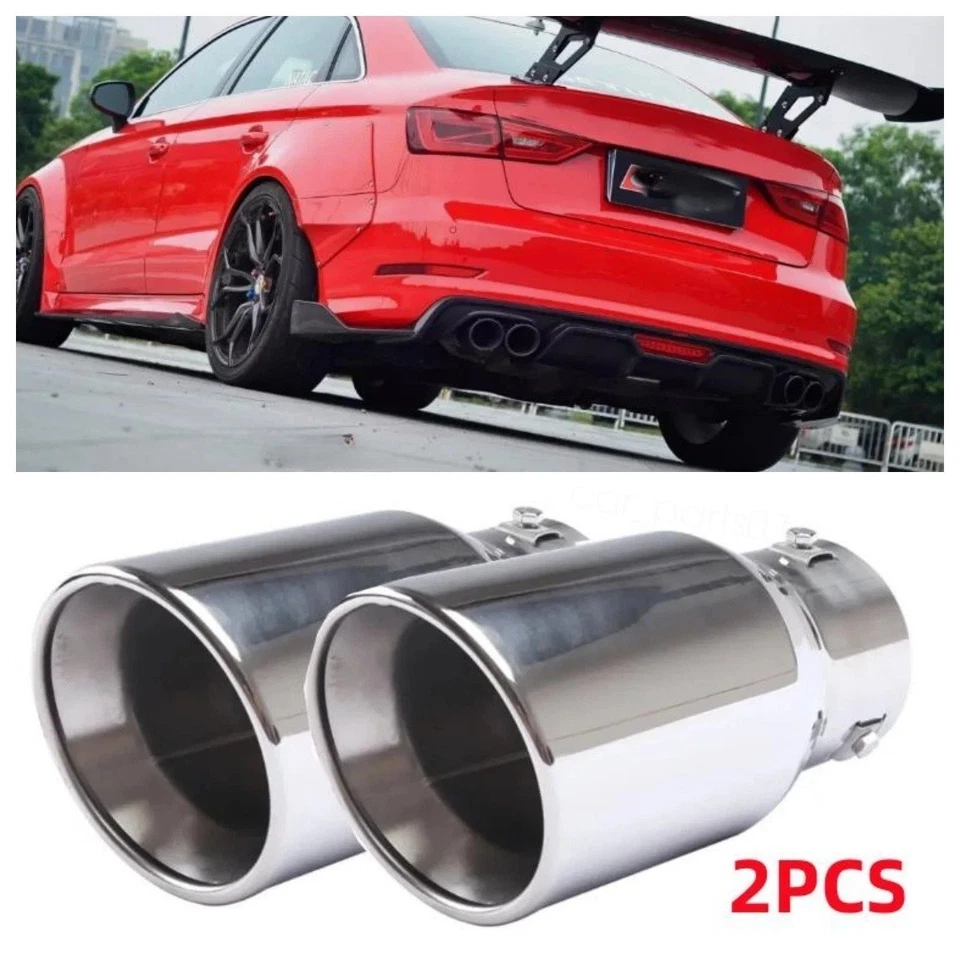 2X Car Exhaust Pipe Tip Rear Tail Throat Muffler For Audi RS3 S3 2014-2020 Foto 1 de 4
