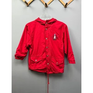 KID COOL Coat boys small red hooded LIghthouse Service Jacket Embroidered  - Picture 1 of 6