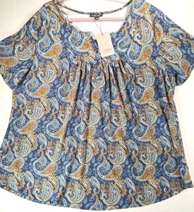 NWT A. Jesdani Plus Womens Paisley Shortsleeve Pullover Summer Blouse Top 4X - Picture 1 of 11
