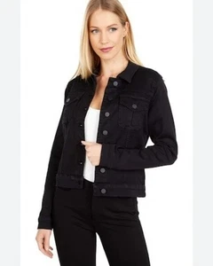 Kut From The Kloth Jacket Womens Medium Black Amelia Jean Denim Stretch Casual - Picture 1 of 21