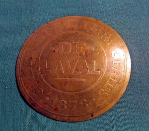 Vintage 1920s DE LAVAL Golden Anniversary Series Brass ID Tag Emblem Advertising - Picture 1 of 3