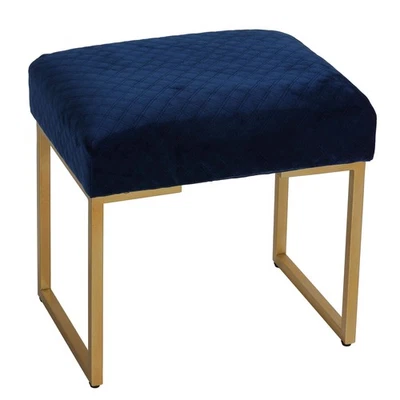 Allium Ottoman with Painted Gold Legs, 19" Wide, Blue Velvet - Image 1 of 4