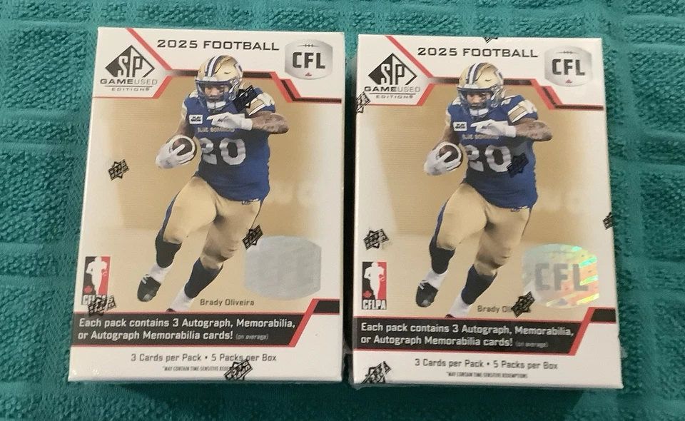 2 盒未开封 2025 Upper Deck SP 比赛使用 CFL 足球爱好盒 — 第 1/1 张图片