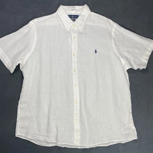 Ralph Lauren Men’s 100% Linen White Button Down Shirt Untucked 2XL - Picture 1 of 6