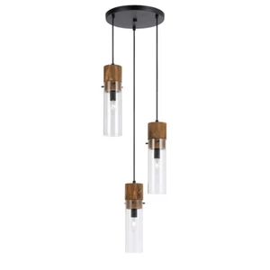 Cal Lighting Spheroid 3 Light Glass Pendant, Bronze Wood - FX-3583-3 - Picture 1 of 1