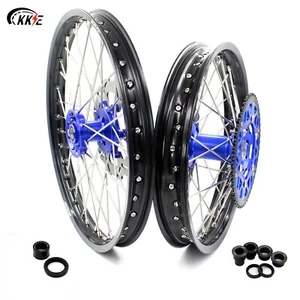 KKE 21/18 Wheels Rims Fit Yamaha WR250F 2001-2016 WR450F 2003-2015 Disc CNC Blue - Bild 1 von 10