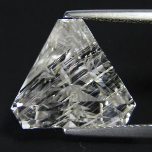 14.28Cts Rarest Natural Amazing White Topaz Trillion Cut With Needle Gem - Picture 1 of 6