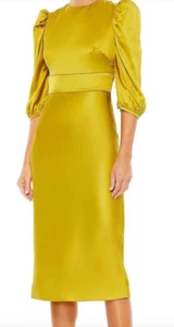 Ieena for Mac Duggal Size: 6 Puff Sleeve High Neck Midi Dress 26927 *** - Picture 1 of 13