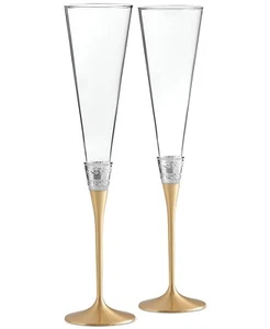 Vera Wang Wedgwood With Love Gold Toasting Flute Pair H1798 - Picture 1 of 1