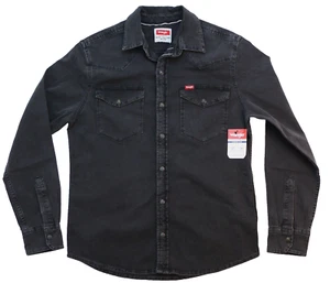 Wrangler Herren Slim Fit Langarm Jeanshemd Größe 5XL Farbe Schwarz Neu - Bild 1 von 17