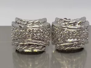 Orecchini John Hardy oro 18 carati e argento sterling a forma di cupola catena classica diamanti - Foto 1 di 16