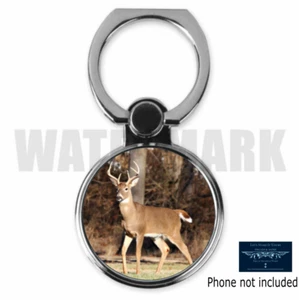 WHITE-TAILED BUCK DEER CUSTOM COUNTRY THEME METAL PHONE RING GRIP STAND HOLDER - Picture 1 of 2