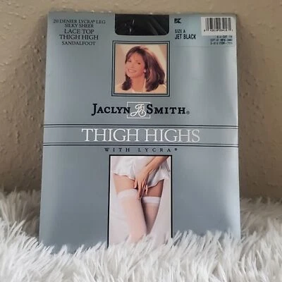 Womens vintage Jaclyn Smith Black Lace Top Thigh Highs size A - Image 1 of 4