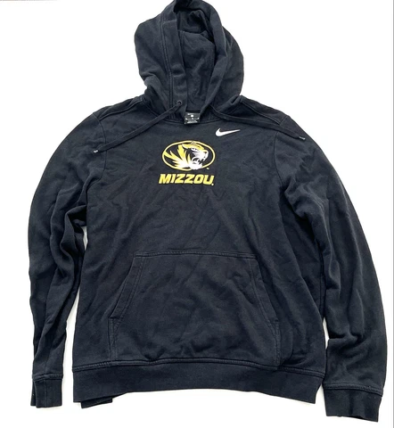 Mizzou Tigers Logo Hoodie Mens Extra Large Black XL Nike Pullover Swoosh Check Cover