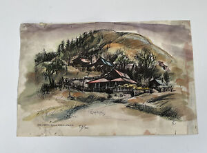 Vintage Watercolor Painting “The Coates House Mogollon, NM”  by Bill Rakocy
