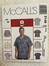 McCalls 2149 Chemises homme manches courtes manches longues col XXL taille 50 52 non coupé