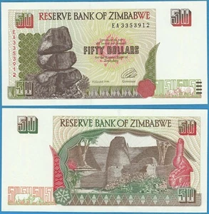ZIMBABWE 1994 $50 Dollars Chiremba Balancing Rocks P-8 GEM UNC - US Seller - Picture 1 of 1