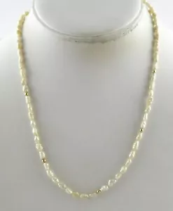 Vintage 14k Gold Perlen und Reisperle Strang Halskette 7,9g 18 Zoll Länge - Bild 1 von 12