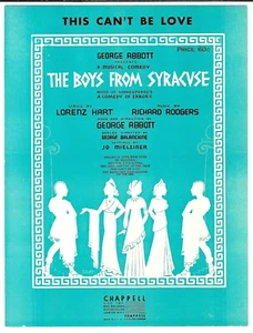 RODGERS & HART Sheet Music THIS CAN'T BE LOVE from THE BOYS FROM SYRACUSE 1938 - Picture 1 of 5