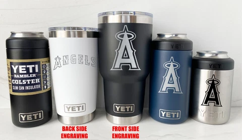 LA ANGELS Anaheim YETI Laser Engraved Tumblers and Can Colsters 2-Side Engraving Cover