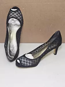 Neu Papell Damenschuhe Größe 8,5 schwarz zehenfrei Ledersohle Pumps Sandale Absatz - Bild 1 von 8