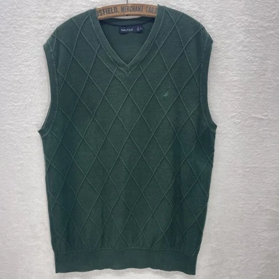 Nautica Sweater Mens 2XL Diamond V Neck Casual Grandpacore Academia Golf Vest - Image 1 of 4