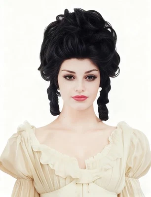 Peluca corta negra ondulada rizada Big Bouffant colmena pelucas para mujer se adapta a los años 70 80 C... Foto 1 de 4