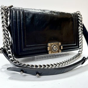 Chanel Boy Chanel Lambskin Chain Shoulder Bag Black Leather From Japan Used - Picture 1 of 16