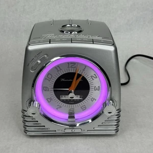 Ford Thunderbird 50th Anniv Clock Radio CD Player Chrome Purple Neon TESTED - Picture 1 of 10