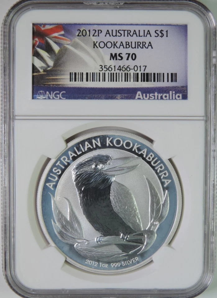 2012 P Australia Kookaburra 1oz .999 Silver $1 Coin NGC MS70 - Image 1 of 4
