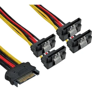 InLine SATA Strom-Y-Kabel Buchse an 4x Stecker gewinkelt Sicherheitslaschen 15cm - Bild 1 von 1