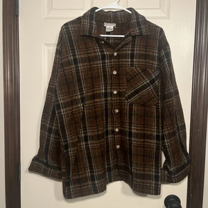 Vintage 80s Mens Flannel Shirt Size M Multicolor Plaid Wool Blend Long Sleeve - Picture 1 of 9