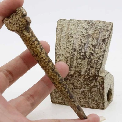 Tocado de jade de la cultura oriental china con bandas elevadas y horquilla C305 Foto 1 de 4