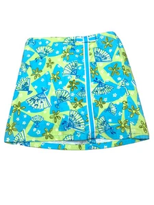 Lilly Pulitzer Girls Floral Blue Green Seashell Print Skort Shorts Sz 6X VTG - Picture 1 of 6