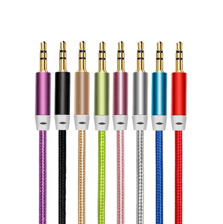 1m Strong Braided 3.5mm Jack to Jack Stereo Plug Aux Audio Auxiliary Cable Lead - Image 1 of 4