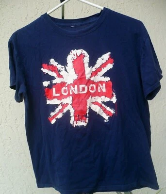 CAMISETA DE COLECCIÓN LONDRES L M MUJER LETRAS PINTADAS ASPECTO AGRIETADO FUEGOS ARTIFICIALES SUAVE MUJER Foto 1 de 2