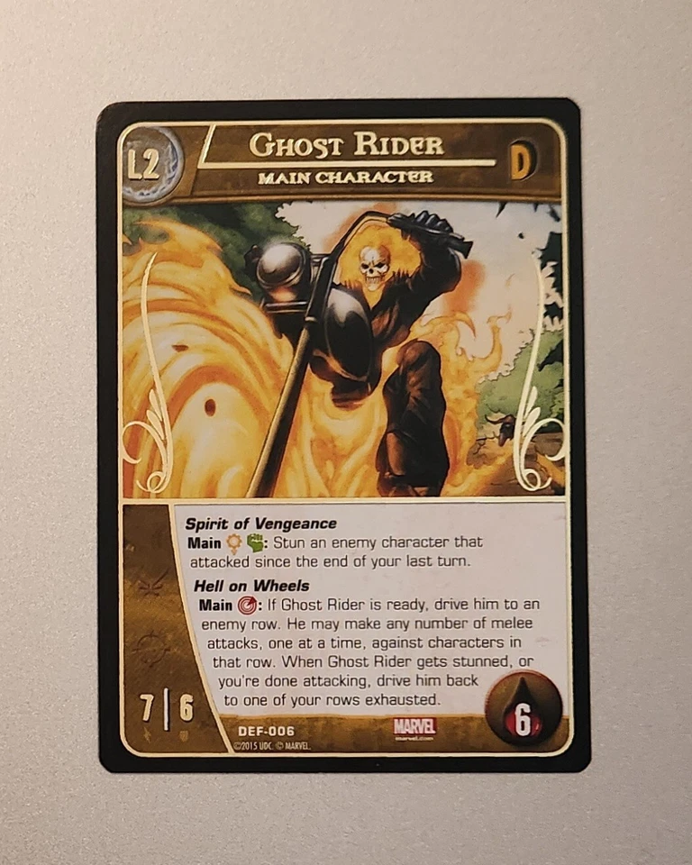 2015 DEF-006 GHOST RIDER Upper Deck Marvel VS System GOLD FOIL DEFENDERS - Image 1 of 1