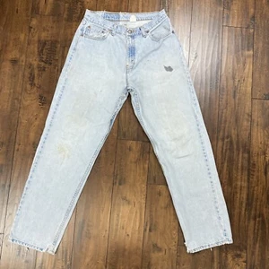 LEVI’S Ladies 560 Jeans VINTAGE DISTRESSED Loose Fit 90s Size 13 JR M Light Wash - Picture 1 of 16