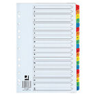  A-Z EXTRA WIDE A4 Subject Dividers 20 Part Board Reinforced Plastic Colour Tabs