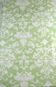 Fleur de Lis Flannel Back Vinyl Tablecloths Green/White Asst. Sizes Obl. & Rnd. - Picture 1 of 2