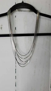 Silver Tone 5 Strang Wasserfall Halskette mit Verschluss. - Bild 1 von 3